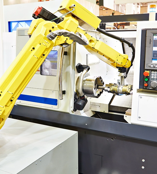 CNC Lathe with Robotic Arms
